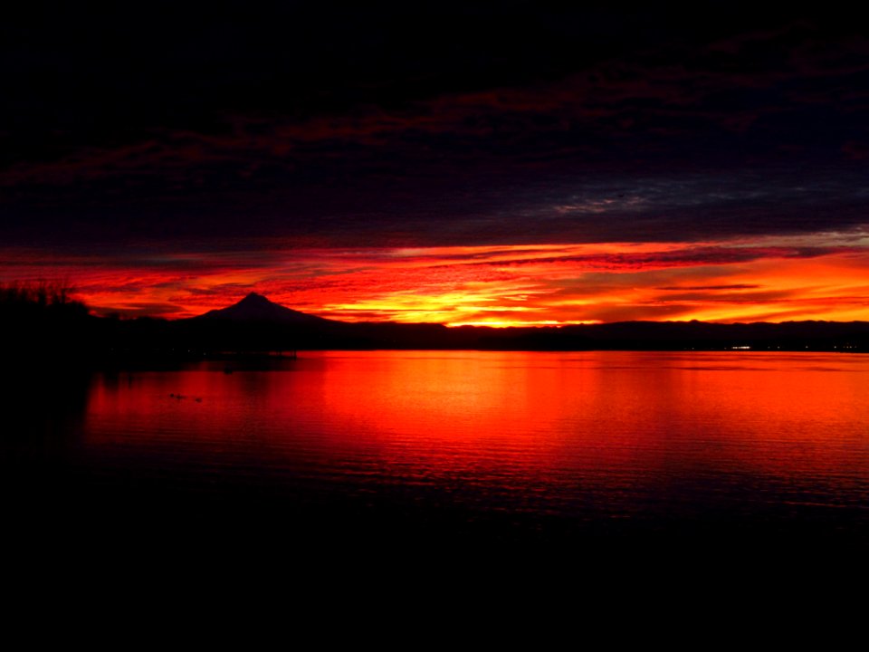 Sunrise at Columbia River and Mt. Hood