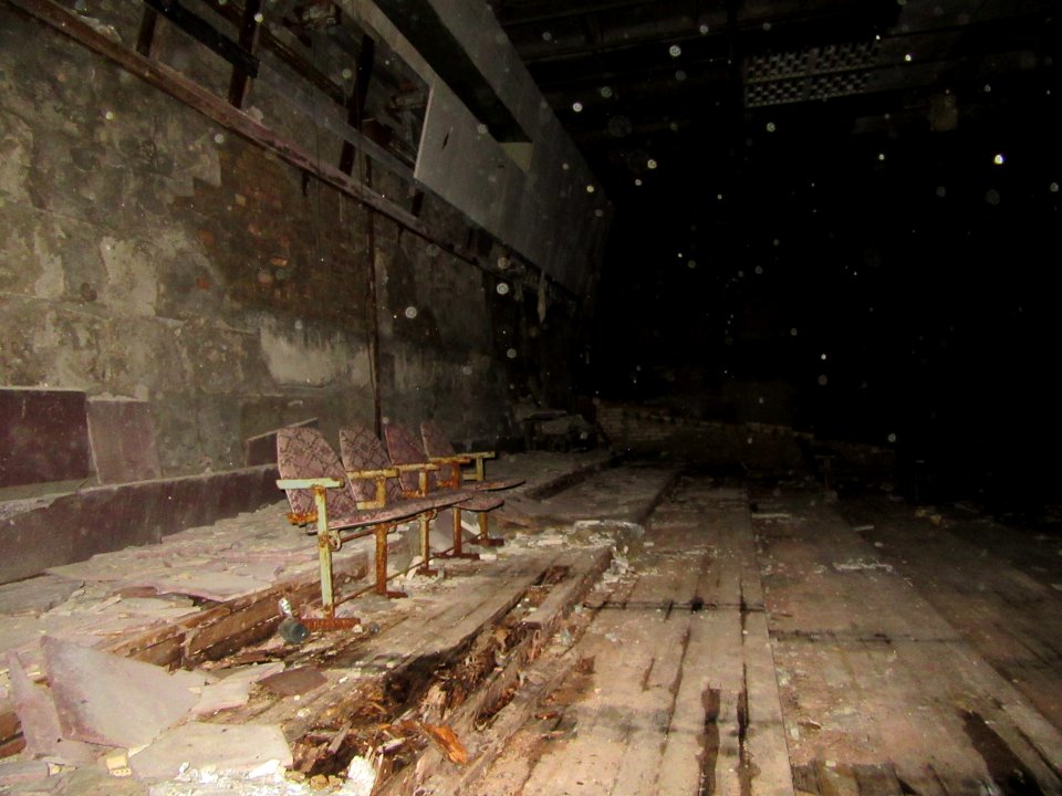 Inside movie theater Pripyat Chernobyl exclusion zone Ukraine