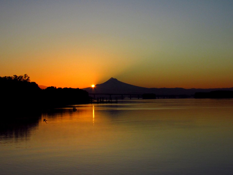 Sunrise at Columbia River and Mt. Hood