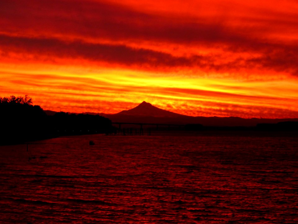 Sunrise at Columbia River and Mt. Hood