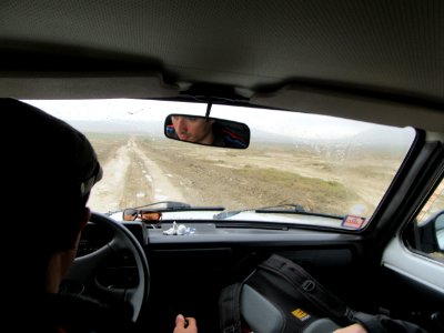 Road to mud volcanoes Azerbaijan