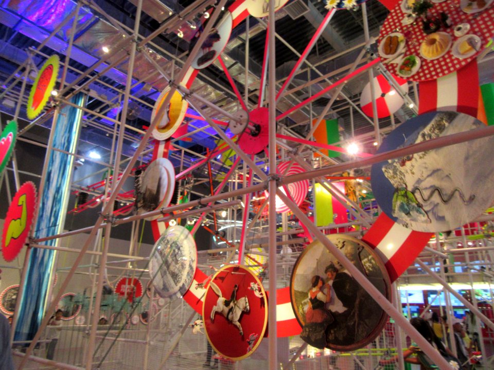 Austria Pavilion using your body for kinetic energy to make the wheel spin Expo 2017 Astana Kazakhstan