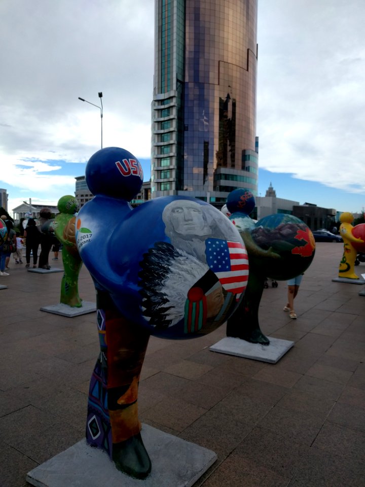 USA Figures representing participating countries in Expo 2017 Astana Kazakhstan