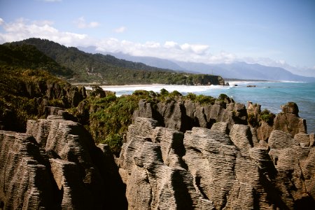 Pancake Rocks in Punakaiki on New Zealand's west coast photo