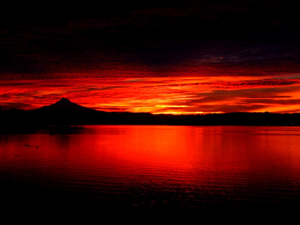 Sunrise at Columbia River and Mt. Hood