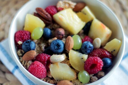 Raspberries blueberries pineapple