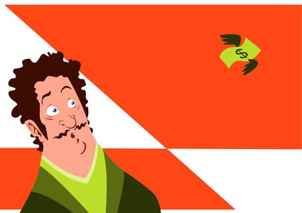 Money flying surprised