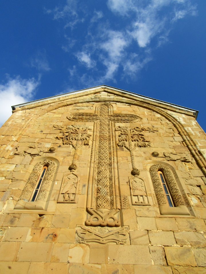 Grape vines representing vienyards on the side of Assumption church 17th century Ananuri Georgia