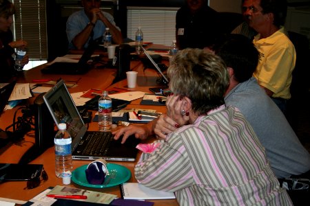Checkiing out photos Ocotillo Learning Spaces Day