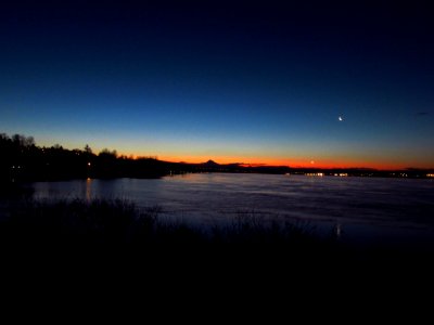 Sunrise at Columbia River and Mt. Hood