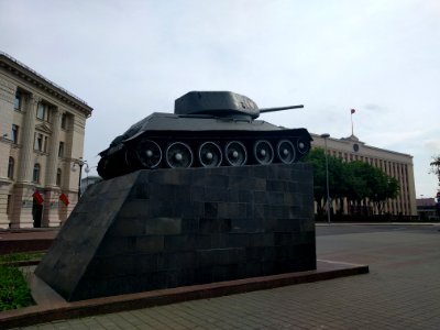 Tank near Oktober squre T34-85 Russian Freedom Memorial Tank Minsk Belarus
