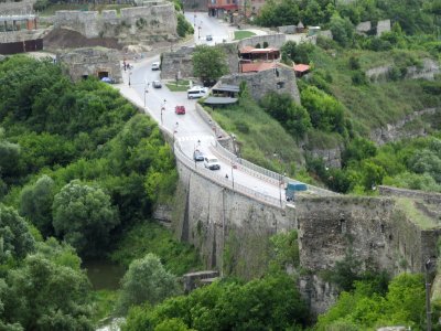 Solid stone bridge Kamyanets-Podilsky Ukraine
