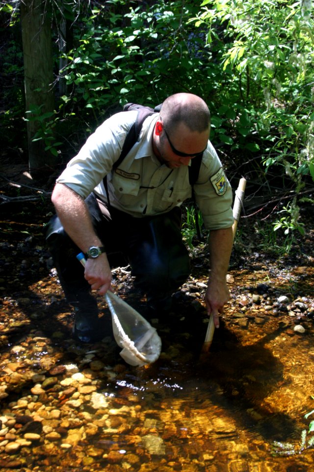Biological Science Technician, Nik Rewald, Evaluates Sea Lamprey Spawning Grounds
