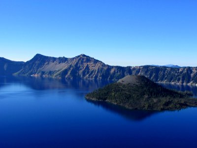 Wizard Island at Crater Lake NP in OR photo