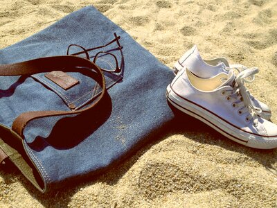 Glasses sand beach photo