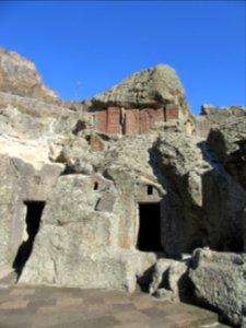 Entrance to burial chambers chapels and khachkars Geghard Monastery photo
