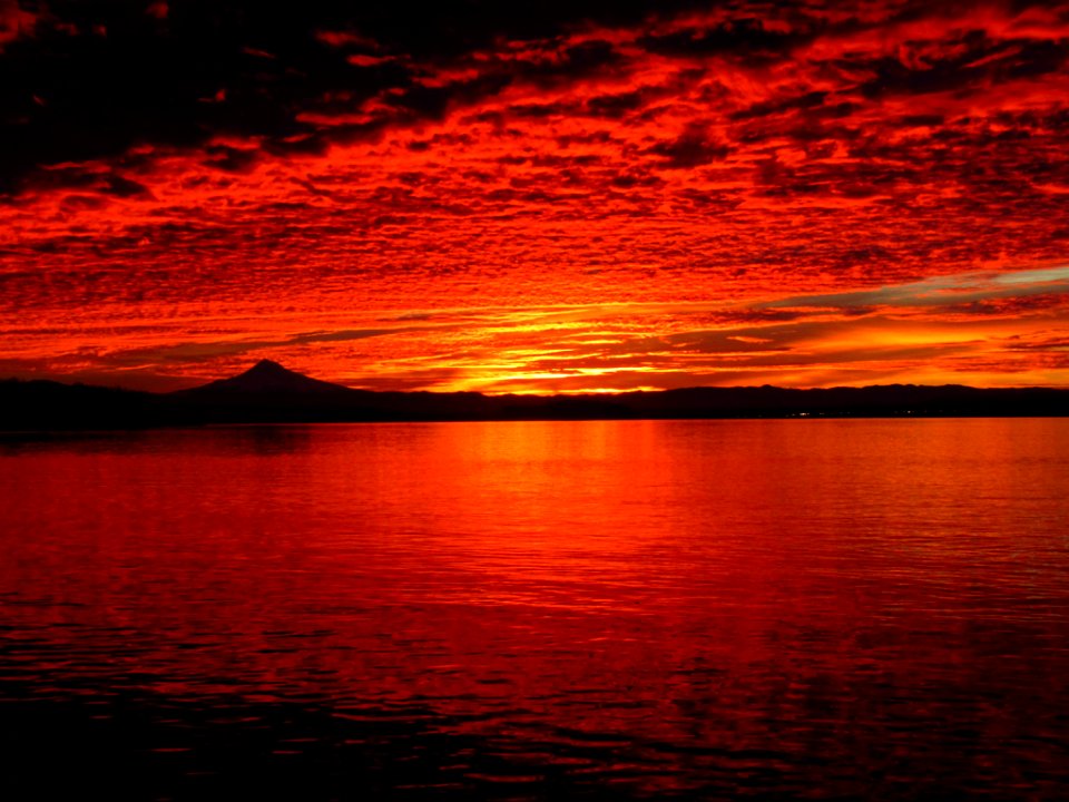 Sunrise at Columbia River and Mt. Hood