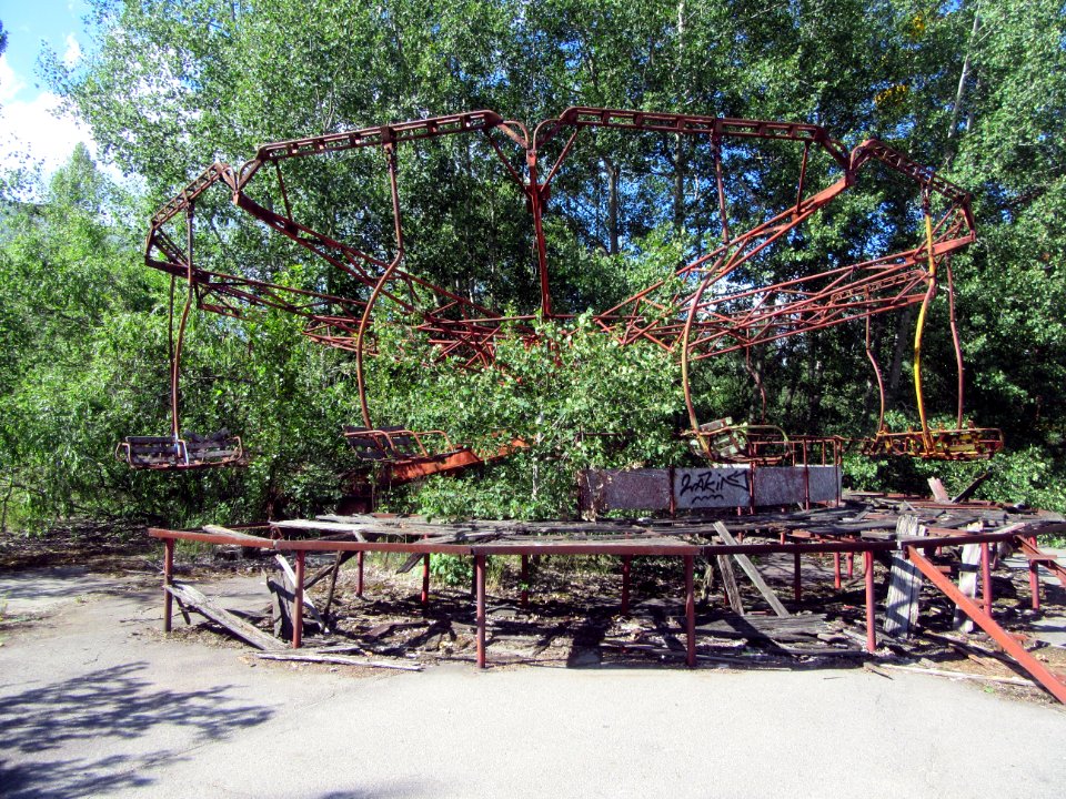 Carnival swings Pripyat Chernobyl exclusion zone Ukraine