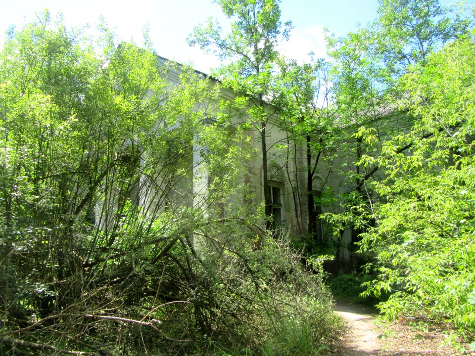 Church then community center of abandoned Zalissya village Chernobyl exclusion zone Ukraine