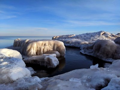 Ice formations along Lake Superior