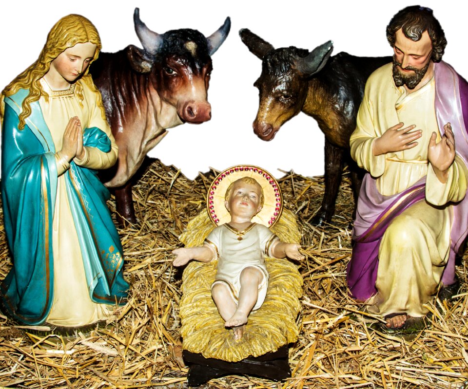 Nativity scene father christmas jesus