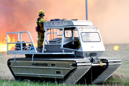 Crews perform a controlled burn at Schlee Waterfowl Production Area