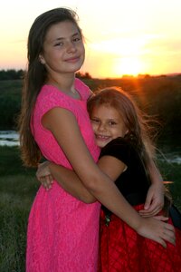 Hug sunset happiness