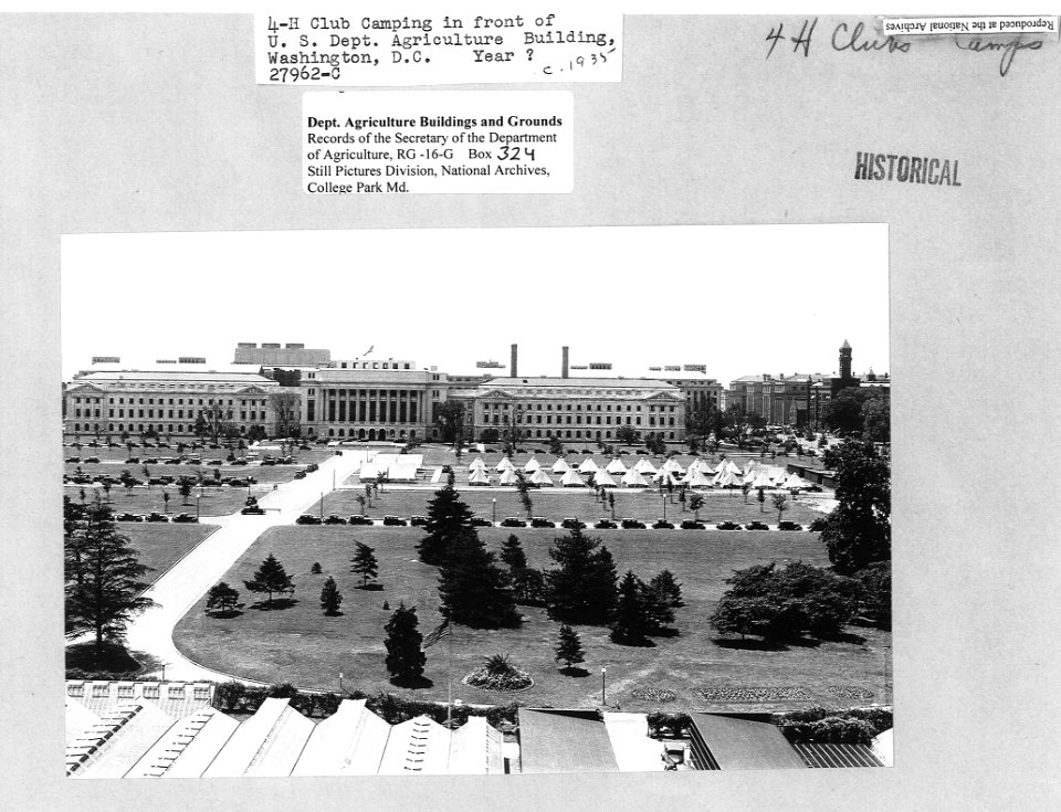 1935 (ca) 4H camping in front of USDA NARA RG 16 G Box 324