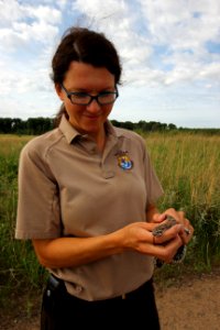 Biologist Kris Spaeth Holds A Western Hognose Snake