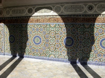 Shadows over mosaic wall (Grand Mosque of Paris) photo
