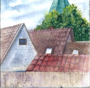 Roof tops - watercolor
