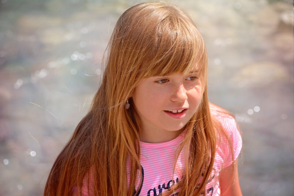 Girl long hair face