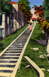 Vintage postcard - 99 Steps street, St. Thomas, USVI