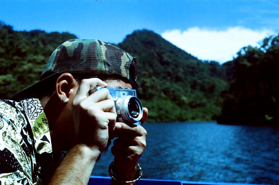 Photography people blue camera