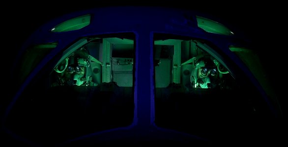 B-1B Lancer nightvision flight deck.