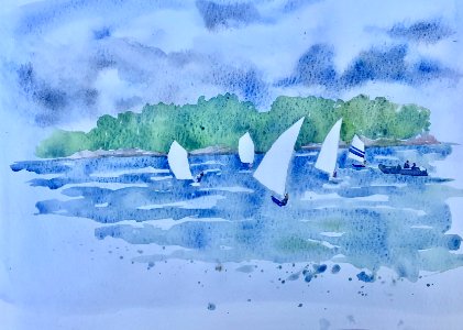 Sketch from sailcamp with my daughter in moleskin watercolor journal