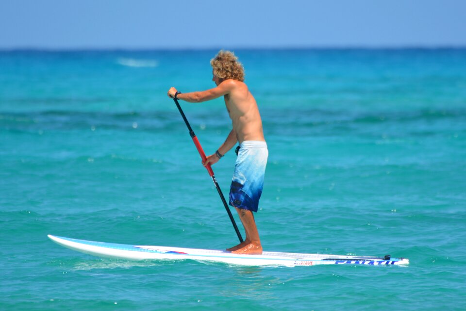 Sea swim shorts surfboard photo