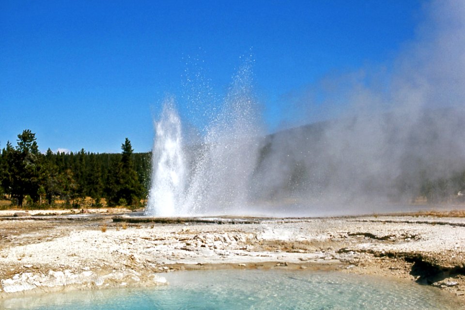 Little Brother Geyser erupting (1964) 1