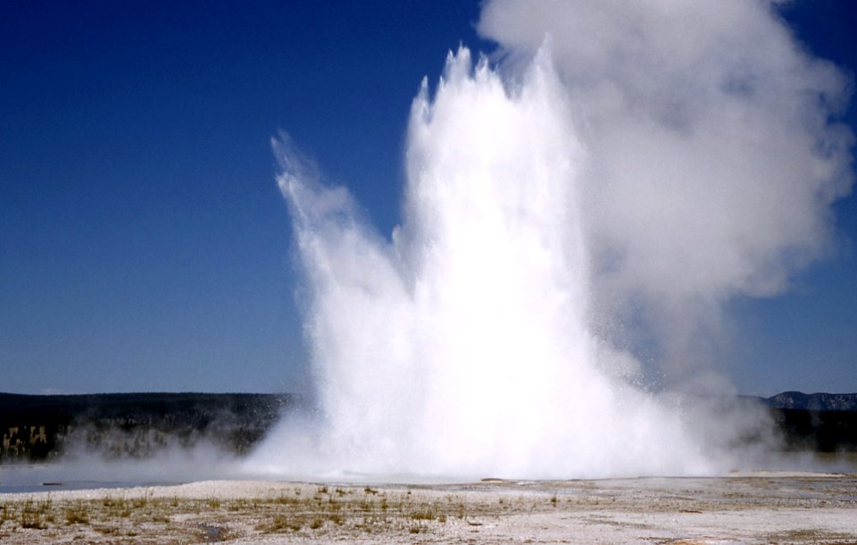 Great Fountain Geyser erupting (1958) 2