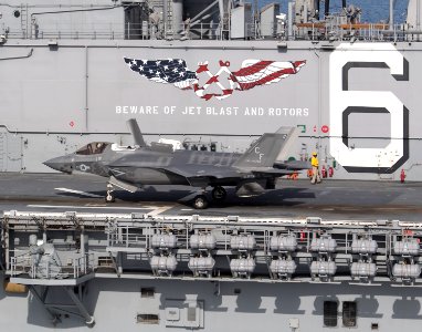 Seven F-35Bs are on board the USS America (LHA-6) beginning Oct. 28 until mid-November. Two of the jets are scheduled to begin the third shipboard phase of developmental test (DT-III) and five are scheduled to conduct operational testing. photo