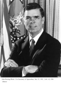 John R. Block, 21st Secretary of Agriculture, January 1981 - February 1986.