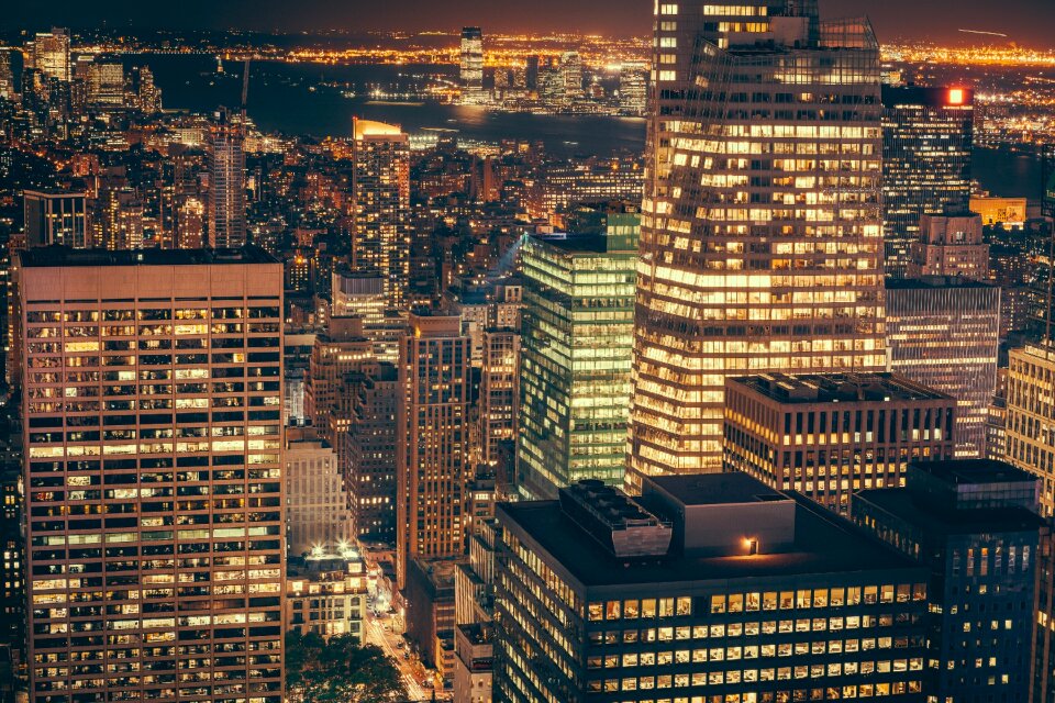 Urban skyscapers night photo