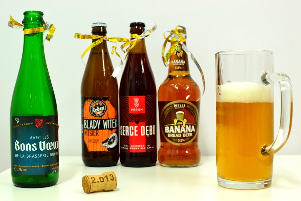 Beer glass beer bottle alcohol photo