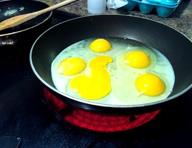 Eggs in a pan photo