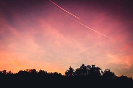 Sunset dawn airplane photo