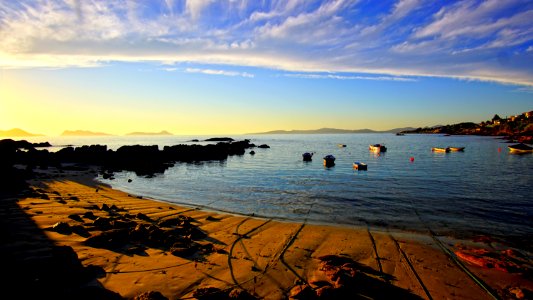Sunset over Portiño harbour