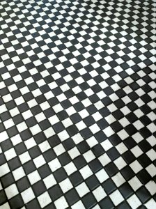 Checkerboard tile floor