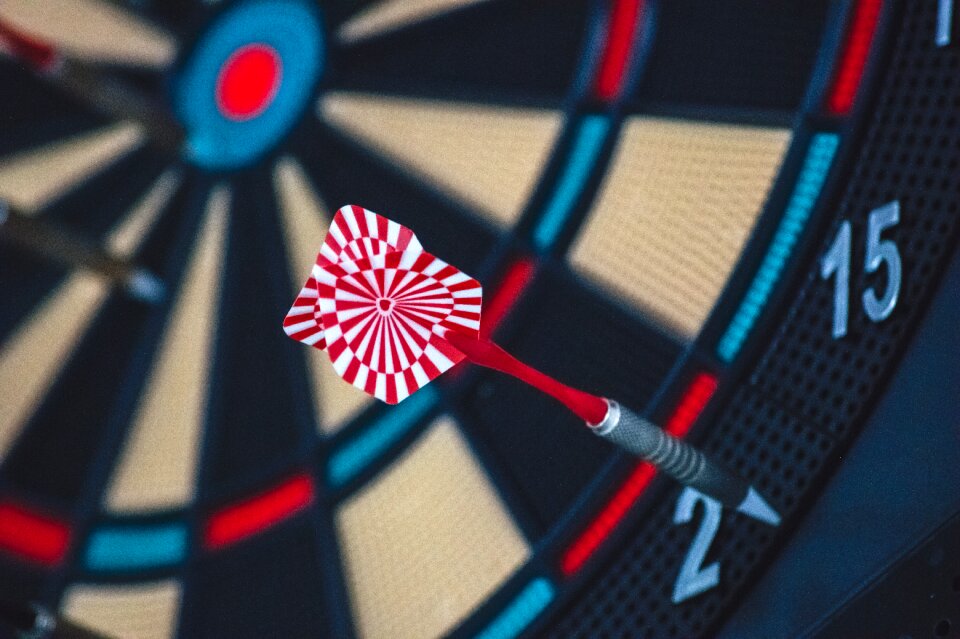 Competition dartboard aim
