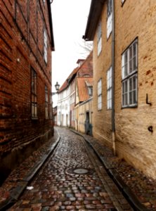 rainy alley named "In der Techt" Luneburg