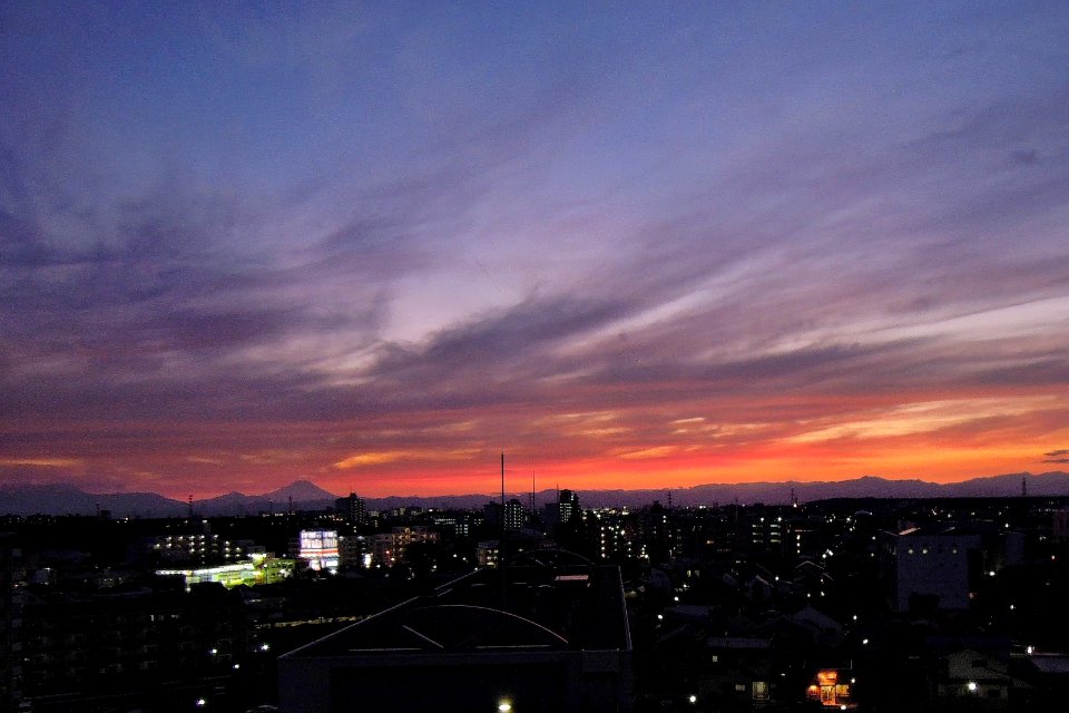 夕焼け富士山